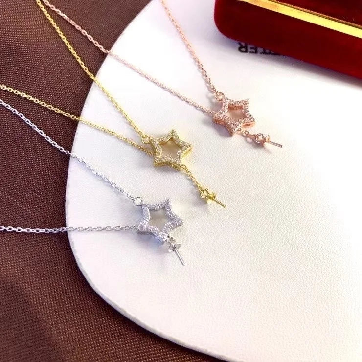 N376 8-9mm DIY Natural  Freshwater Pearl Charm Pendant Necklace Chain Accessory 925 Sterling Silver Jewelry for Women