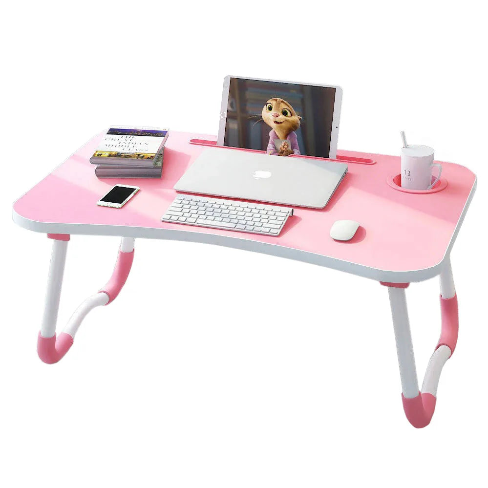Multipurpose Portable Table Small Wood Study Desks Foldable Cup Holder Dining Tray Tables Folding Laptop Sofa Couch Bed Table