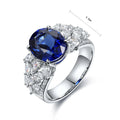 Premium Luxury 925 Sterling Silver Oval Cut Lab Grown Sapphire Gemstone Ring Fashion Trend Fine Jewelry Wedding Anniversary
