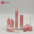 Hot Sale 2 in 1 Plastic Lip Gloss Tube with Screen Printing Screw Cap Square Shape 6ml Pink Double Side Packaging