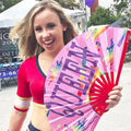 Wholesale Custom Large Folding Bamboo Hand Fans Angel Carving Folk Art Music Design Durable Personalized Rave Clack Party