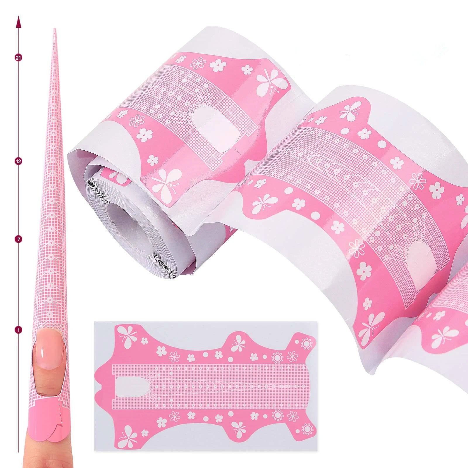 EYL Professional Extra Long Pink Nail System Paper Nail Art Extension Mold Builder Soft Gel Acrylic Dual Nail Forms