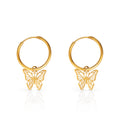 Chris April Fashion Design 316L Stainless Steel PVD Gold Plated Minimalist butterfly Pendant Hoop Earring for Women