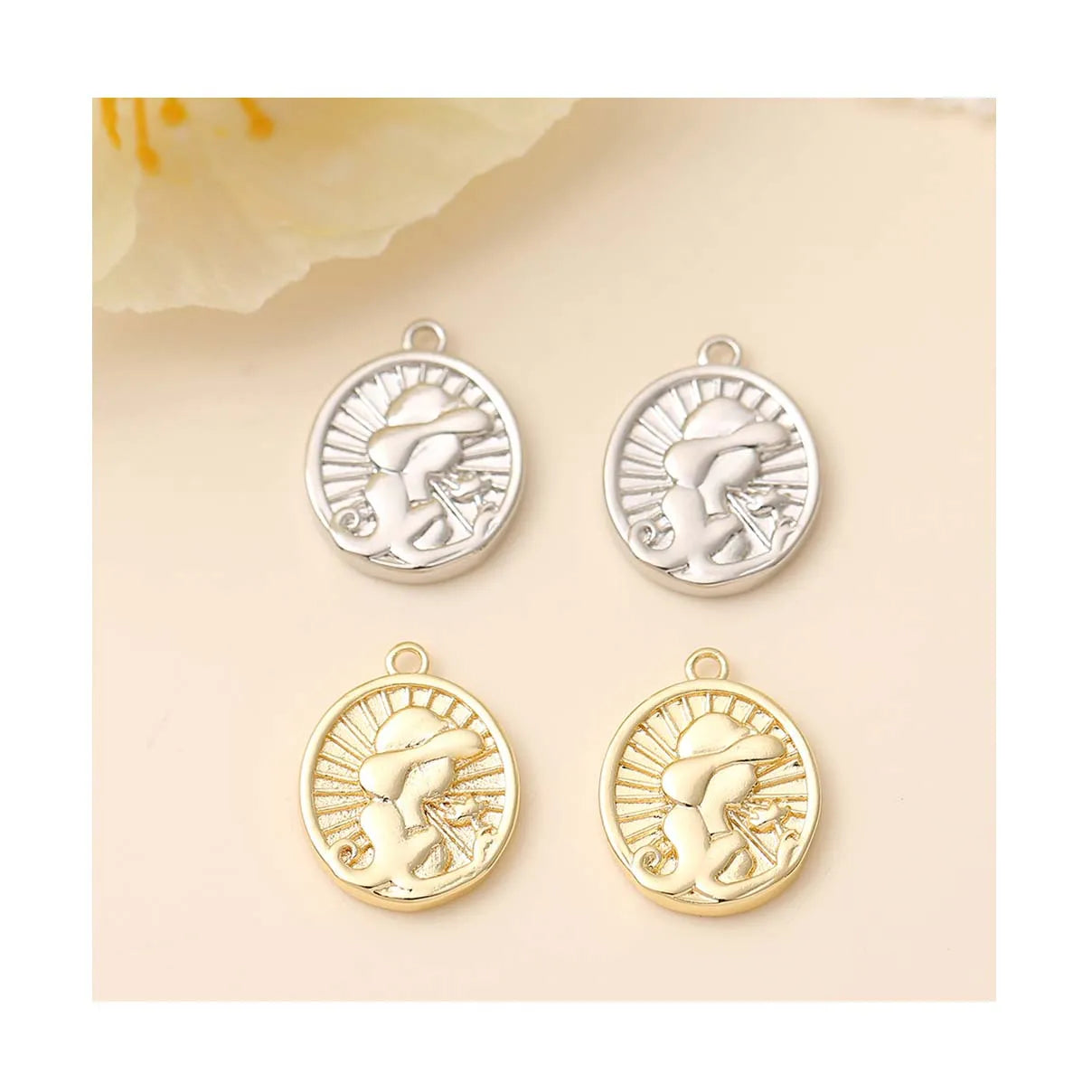 DIY Jewelry Findings Material Assembly Pendant Brass Simple Necklace Embellished Earrings Accessory Gold Silver Princess Charms