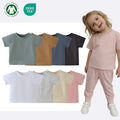 Fast Delivery White Plain 100% Organic Cotton Oversized Loose Fit Short Sleeved Baby T Shirts