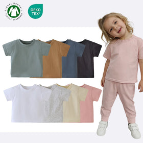 Fast Delivery White Plain 100% Organic Cotton Oversized Loose Fit Short Sleeved Baby T Shirts