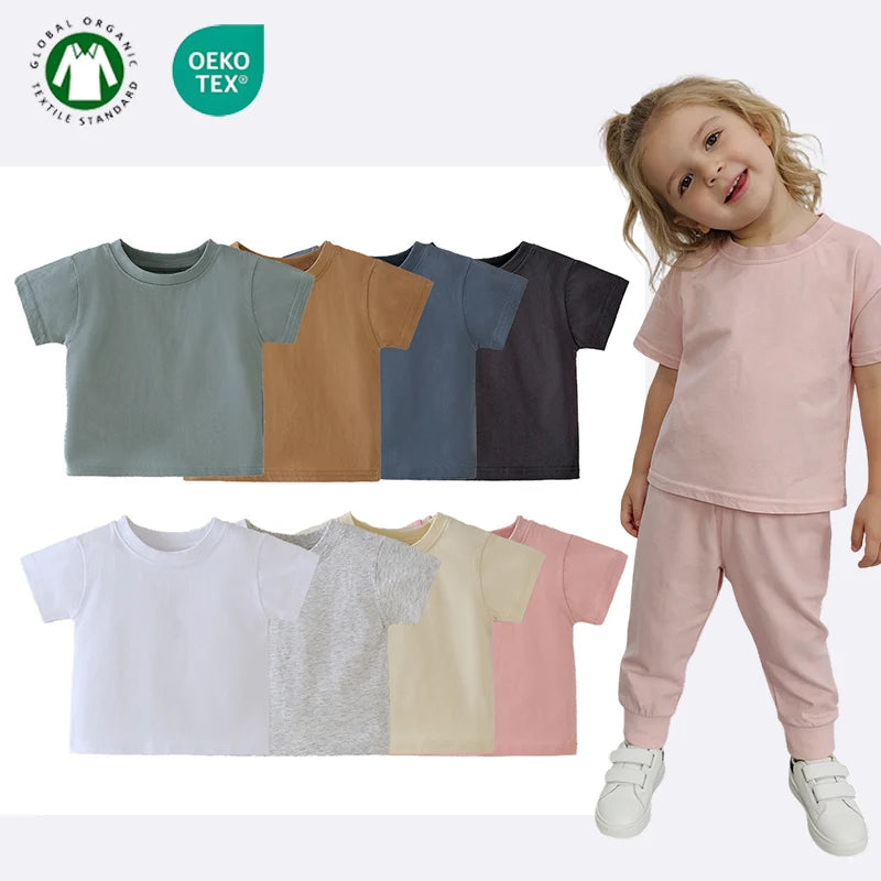 Fast Delivery White Plain 100% Organic Cotton Oversized Loose Fit Short Sleeved Baby T Shirts