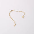 Fenny 18K PVD Gold Plated Simple Paper Pin Chain Round Zirconia Pendant Bracelet Stainless Steel Jewelry Wholesale