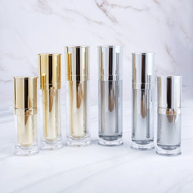 Stock Gold Silver 30ml 50ml 80ml Korean Style Luxury Cosmetic Packaging Empty Toner/Lotion Bottle Acrylic Plastic Screen 100pcs