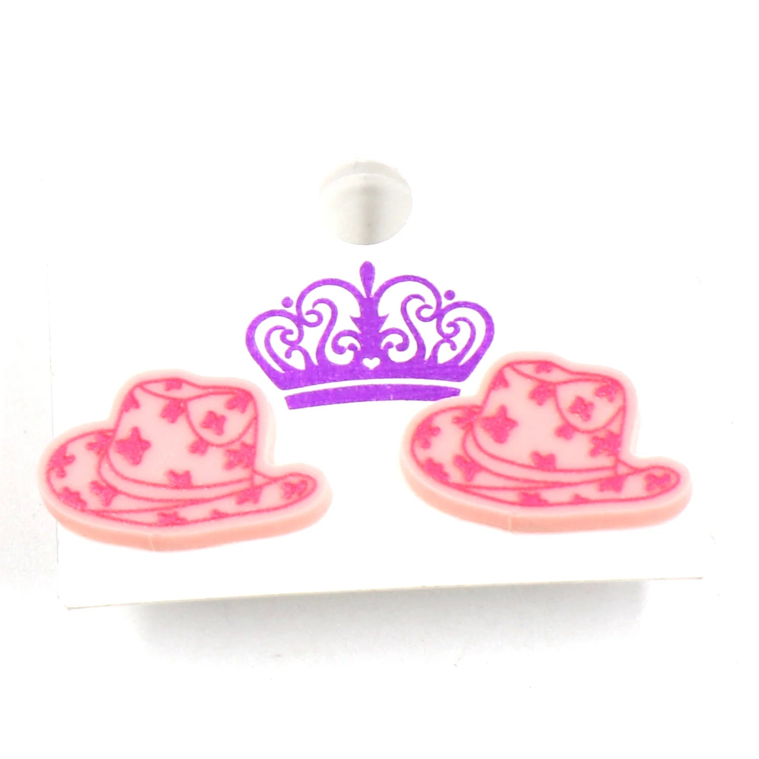 ERS909ER1976 1Pair Cute Engagement Stud Earring for Women Cow Print Cowboy Hat Trendy Acrylic Jewelry