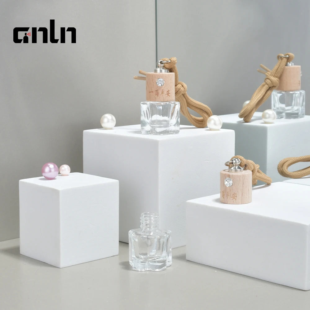 Car Perfume Bottle Air Freshener Diffuser 5ml Hanging Empty Glass Refillable Bottle for Perfume  Oil and Car Use