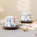 Tea Coffee Color Mug Coffee Cup Ceramic Tea Brewing Cup Tea Water Separation Drinking Cup and Saucer Set With Lid Teacup