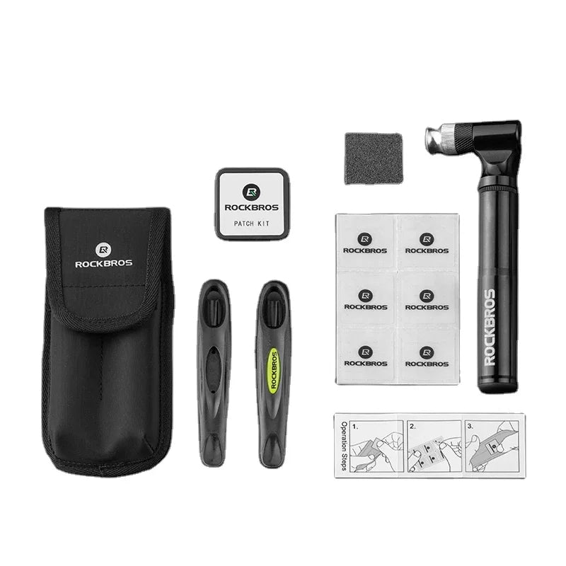 ROCKBROS  Motor Electric Bike Bicycle Multi Repair Tool Kit Bag 130Psi AV/FV  PumpTire Patch Tire Lever Bike Accessories Tool