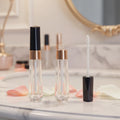 Transparent Clear Plastic Cosmetic Packaging Empty Lip Gloss Tubes Silicone Wands 10.8ml Capacity Screen Printing Electroplating