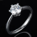 Abiding Jewelry Factory 925 Sterling Silver Women 6 Heart Claw Setting Solitaire 1ct Round Moissanite Engagement Diamond Rings