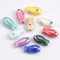 18x10mm Fish Shape Handmade Shiny Glossy Glazed Ceramic Porcelain Loose Beads Lot for Jewelry Making DIY Crafts