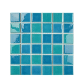 Wholesale Modern Porcelain Ice Crackle Mosaic Tile 300x300 Glazed Aqua Blue Ceramic Swimming Pool Tiles for Hotel Use