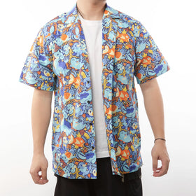 Factory Custom Small MOQ Button up Hawaiian Digital Print Short Sleeve With Animal Pattern