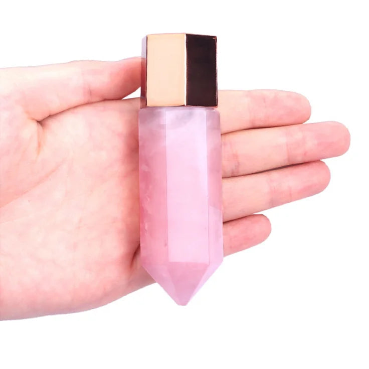 Natural Rose Quartz Crystal Eco-friendly Fashion Trend Hexagonal Roller Point Massage Stick for Woman