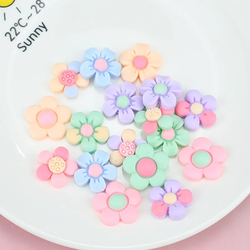 Eco-Friendly Flowers Flat Back Resin Cabochons Handmade DIY Slime Mobile Phone Accessories Kids Hair Craft Decorations