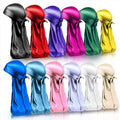 Wholesale Custom Satin Silk Durags Breathable Hip Hop Style Adult Headwrap with Long Tail for Outdoor Scenes