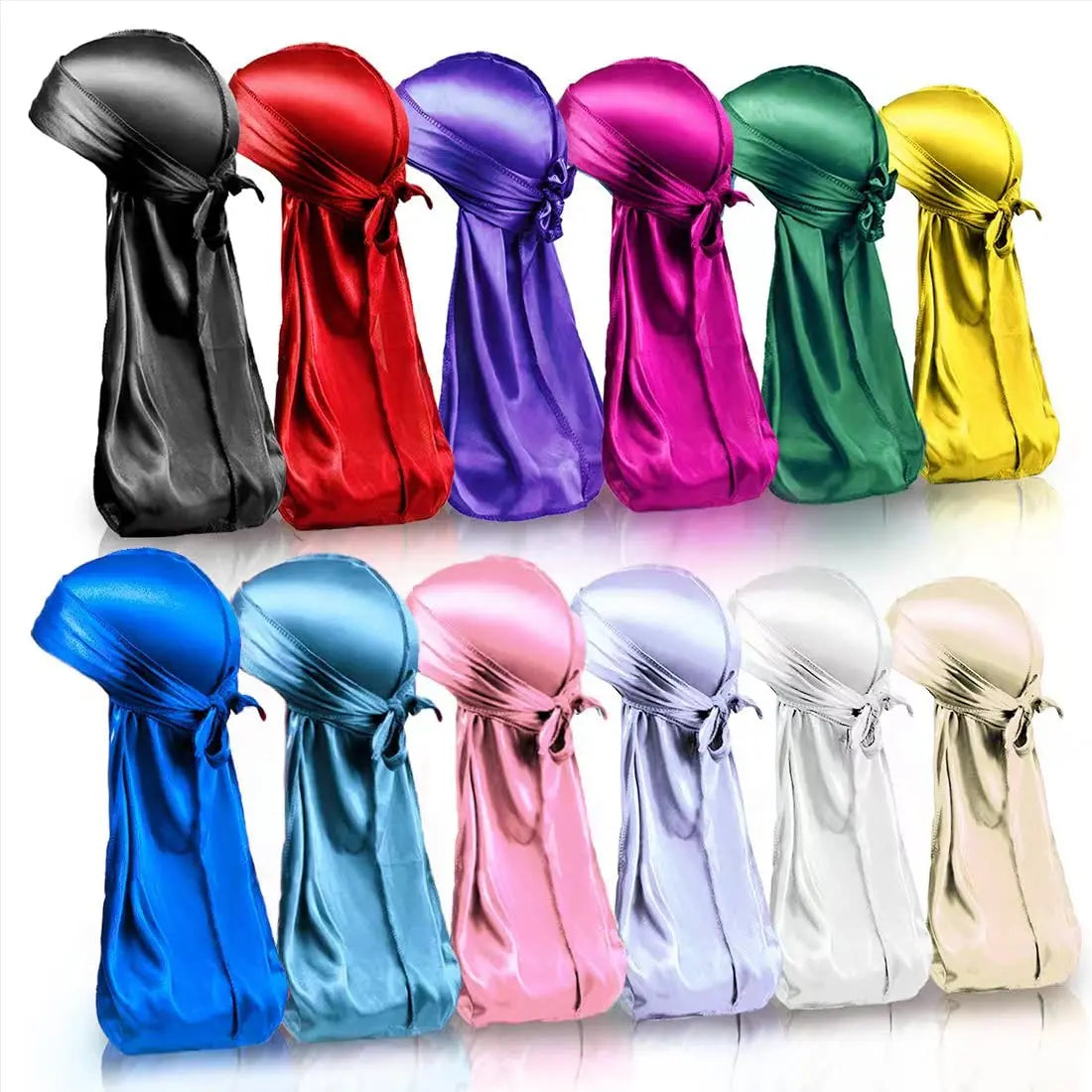 Wholesale Custom Satin Silk Durags Breathable Hip Hop Style Adult Headwrap with Long Tail for Outdoor Scenes