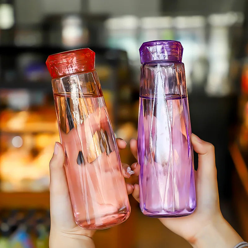Colorful Wholesale Crystal Glass Water Bottle Frosted Drinkware Cheap Glass Camp Water Bottles