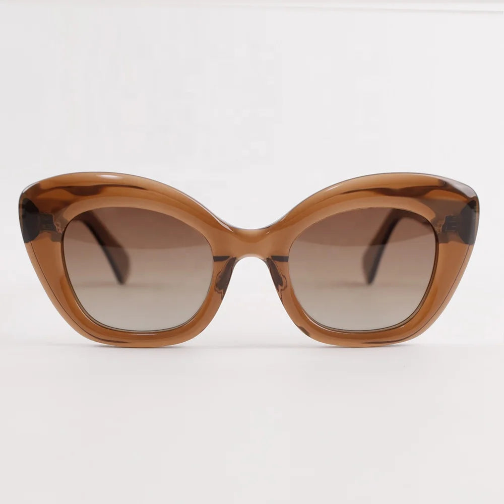 Street Fashion Personality Retro Gradient Transparent Custom Thick Acetate Sunglasses for Man and Women