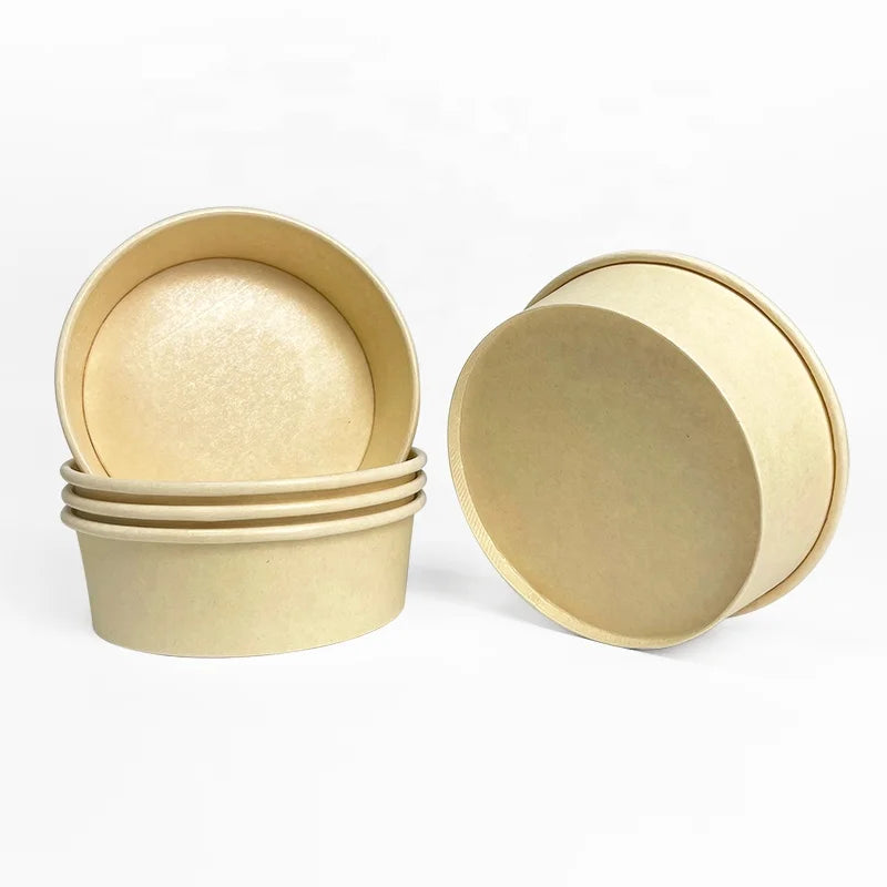 Catering Customized Biodegradable Disposable Fast Food Container Big Takeout Salad Paper Kraft Soup Bowls