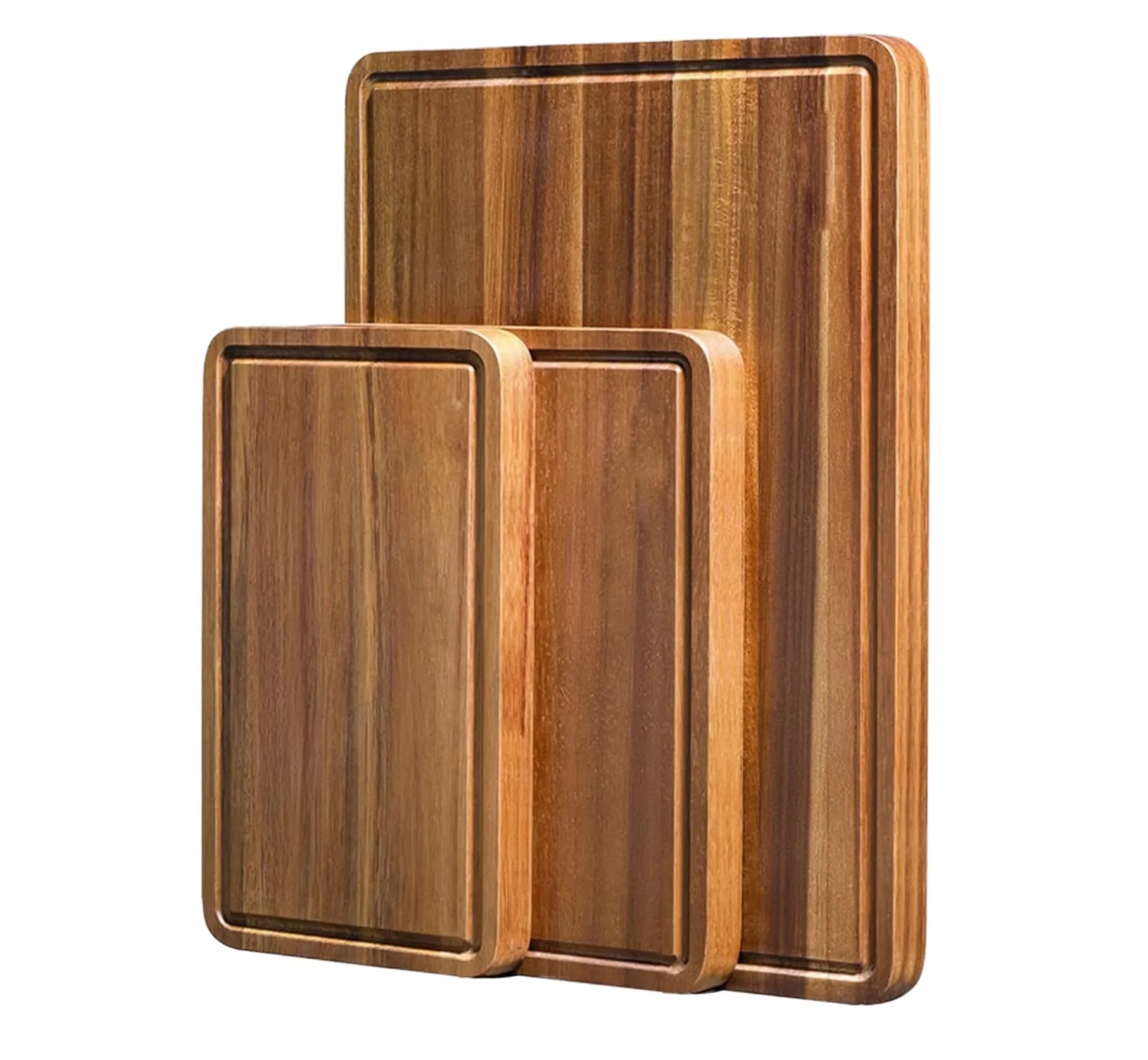 Kitchen Acacia Wood Cutting Board with Rectangular Thickening Slots Juice Groove Chopping Board Tray for Food Use