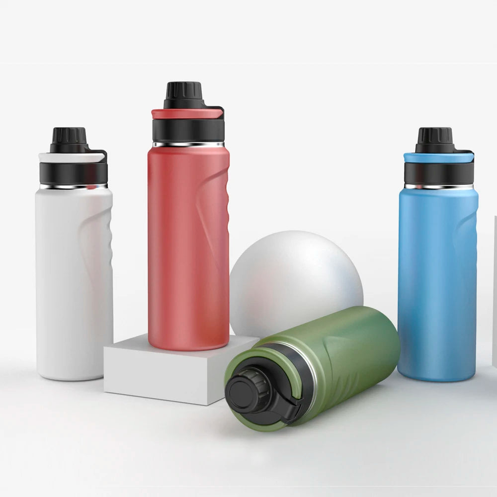 600ml Stainless Steel Double Wall Insulated Sports Water Bottle for Bike Mountain Cycling Outdoor Travel Bottle With Lid