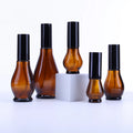 Size DIN18 Single Gourd Bottle 10ml 20ml 30ml 50ml 100ml Amber Glass Bottle with Sprayer Spray Cosmetic Lotion Pump