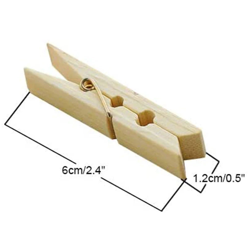 2.4" Natural Biodegradable Bamboo Wooden Clamp to Clip Snacks and Clothes