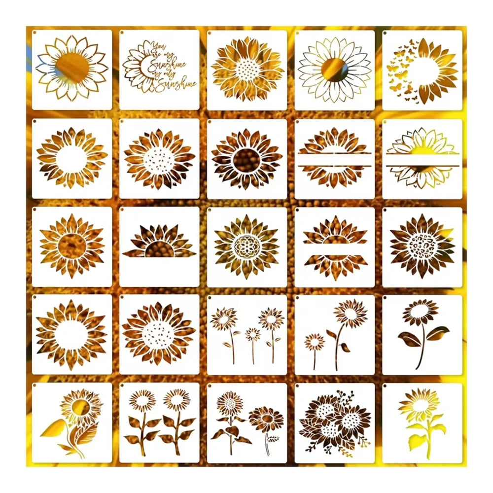 Flower Stencils for Painting on Wood Plastic Floral Paint Art Craft Stencils Small Sunflower Stencil