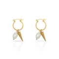 Chris April in Stock Fashion Jewelry 316L Stainless Steel PVD Gold Plated Freshwater Pearls Cone Hoop Earrings