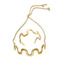 MSX Fluid Organic Wave 18k Gold Plated Stainless Steel Necklace Modern Artistic Adjustable Bangle Jewelry Set for Women
