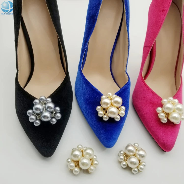 Custom Elegant Pearl Flower Detachable Shoe Clip for Wedding Ladies Bridal Shoe Decoration Accessories