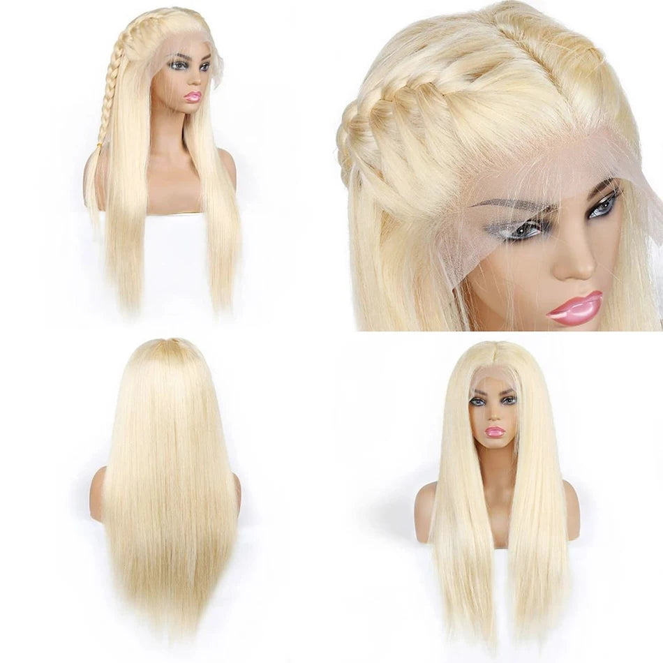 613 Blonde Remy Straight Human Hair Brazilian Cuticle Aligned for Wigs Virgin Hair Transparent for Lace Long Length