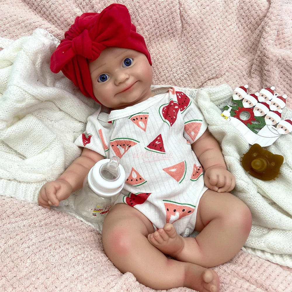 20" Washable Full Solid Silicone Reborn Doll Artist Painted Rebirth Baby with Pacifier Handmade Dark Skin Newborn Girl Toy Gift