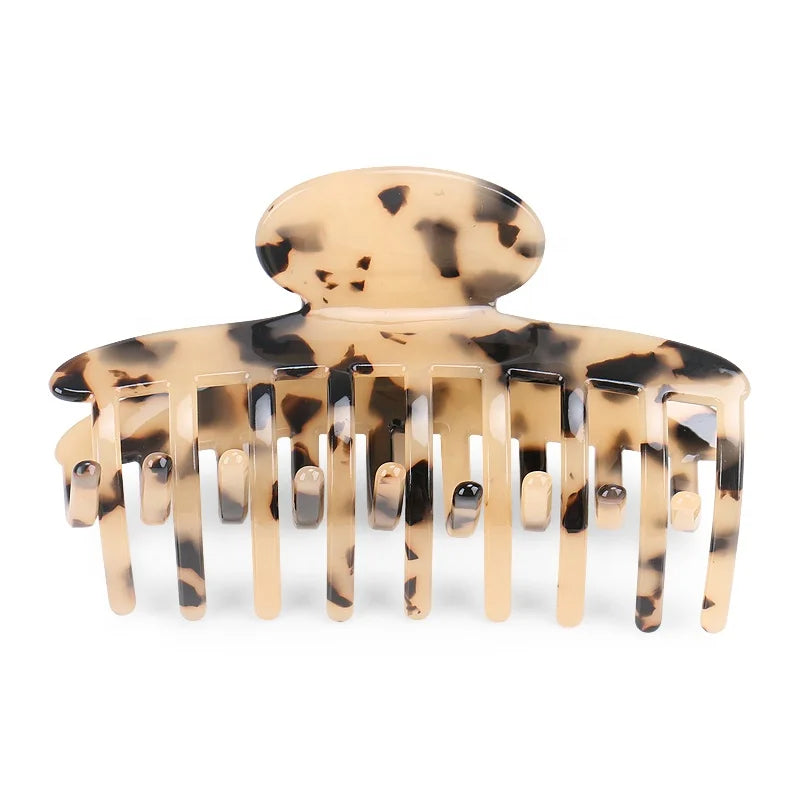 Hot Selling Dark Light Tortoise Acetate Hair Claws 9.8CM Large Leopard Print Cellulose Acetate Hair Claw Clips for Women