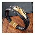 YUNSE Multi Layers Luxury Gold Genuine Leather Bracelet for Male Magnetic Stainless Bracelet Jewelry for Gift Men Bracelet