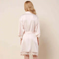 FUNG 3031 Wholesale Cheap Polyester/Spandex Robes Sleeve Stain Sleepwear Plain Dyed Bridesmaid Open Front Robe