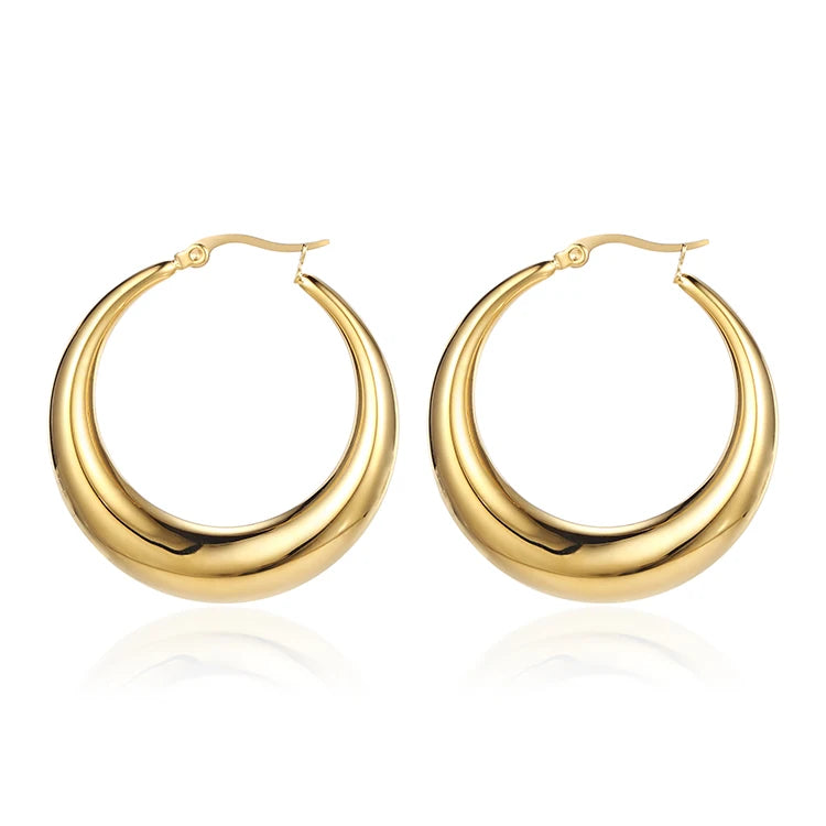 Jewelry Simple and Popular Hoop Earrings With 18K Gold Plated Stainless Steel Hoop Earrings