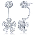 Multiple Ways to Wear Round Ball Sun Flower Inlaid Zircon Stone Ear Hanging S925 Sterling Silver Women's Studs