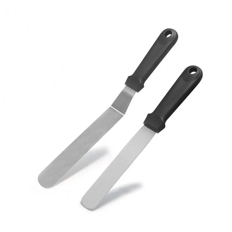 Stainless Steel Cake Decorating Frosting Spatulas with Plastic Handle Straight Angled Icing Spatula