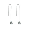 Handmade Long Hanging New Crystal 8MM Zircon Dangle Drop Earrings 925 Sterling Silver Fine Jewelry for Girl Women