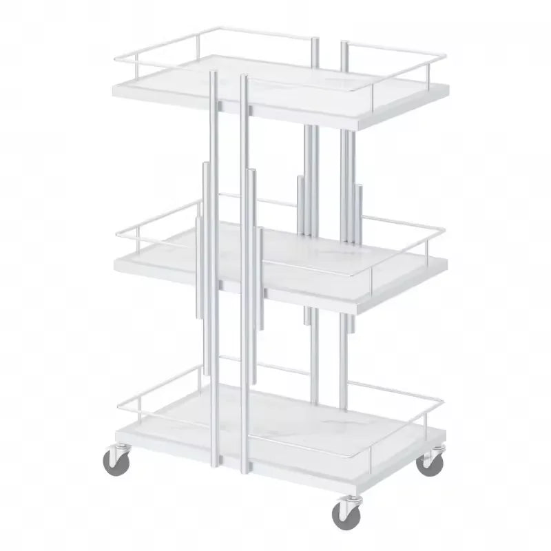 S.W Casual Beauty Trolley Modern Stainless Steel Eco-friendly 360 Degree Rotation 4 Wheel Mobile Commercial Use Storage Salon