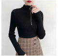 One Size Autumn/winter Sweater Women's Half High Collar Circular Zipper Outer Long Sleeved Collar Bottom Shirt KNIT TOP