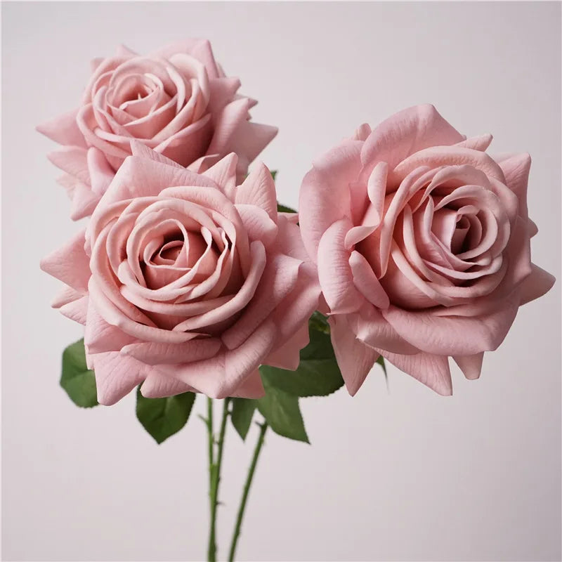 Y-H009 High Quality Latex Real Touch Roses Pink Wedding Home Decor and Valentine's Day Flowers Wholesale