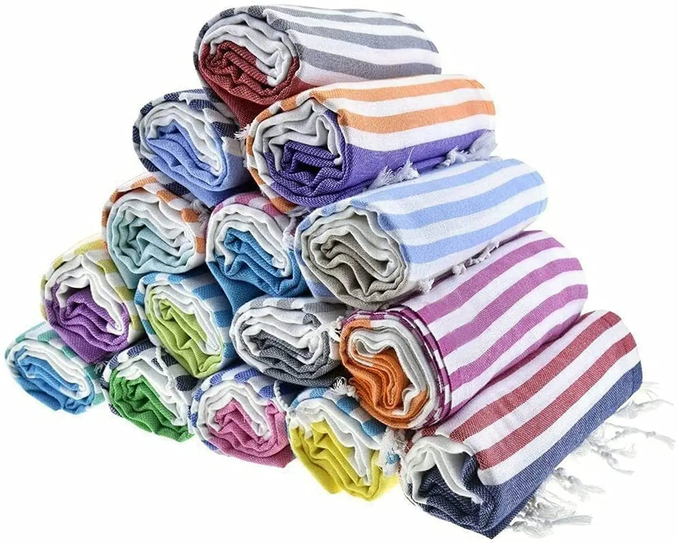 Factory Wholesale Custom Design 100% Cotton Turkish Beach Towel Simple Sand-Free Striped Pattern for Summer